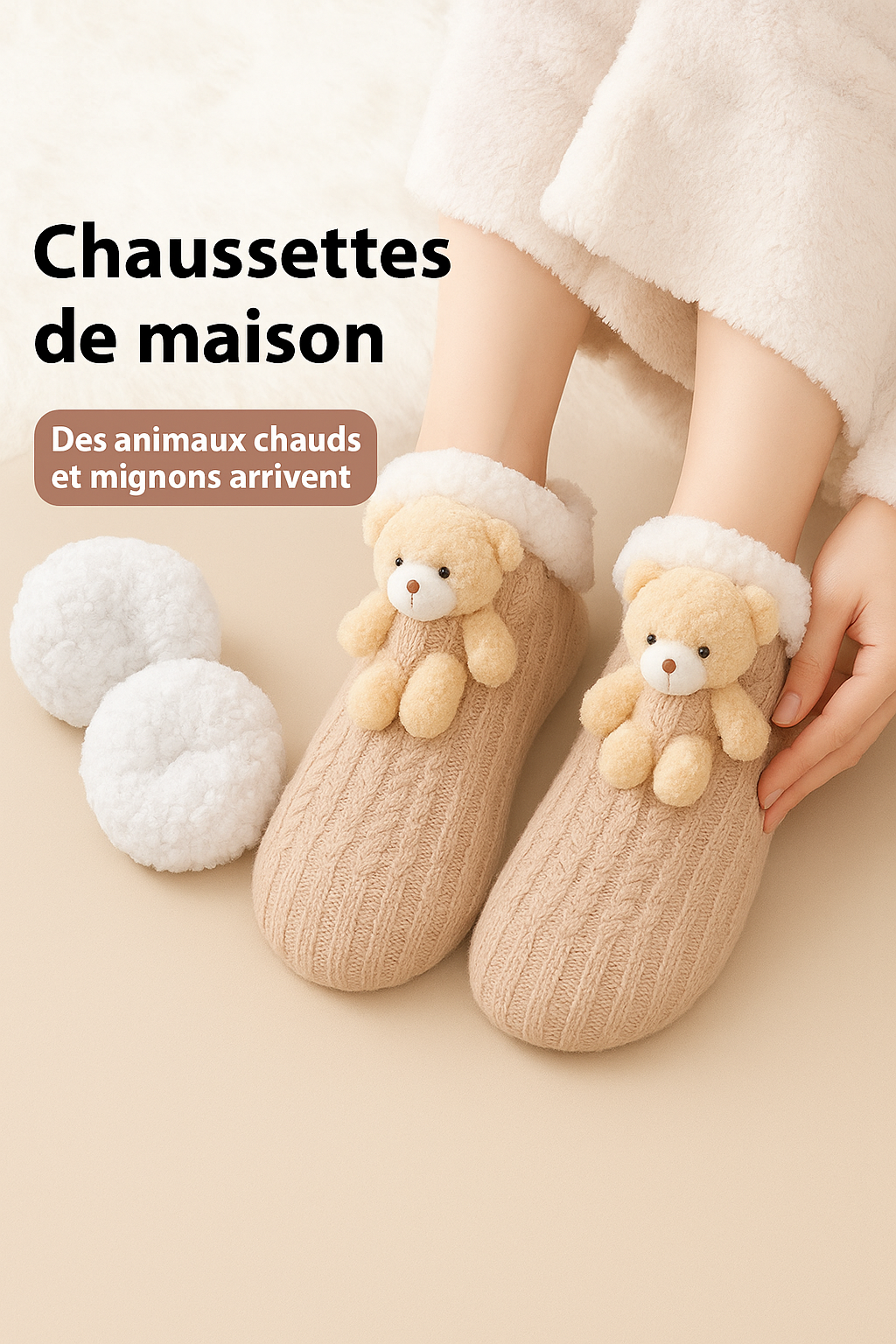 Chaussettes Mika rembourrées et chaudes, en laine d'agneau