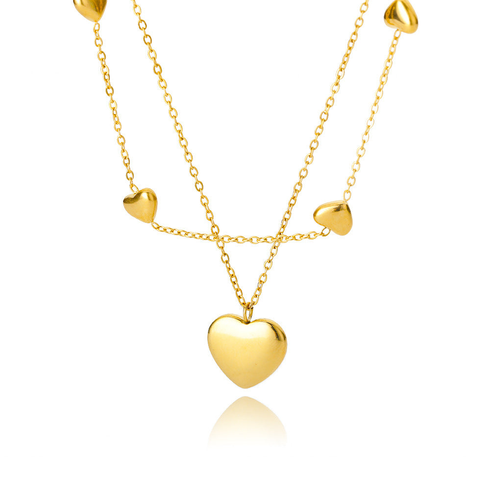 Colliers multicouches avec pendentif cœur pour femmes, chaîne en acier inoxydable, ras du cou en zircon, lune et étoile, bijoux de mariage