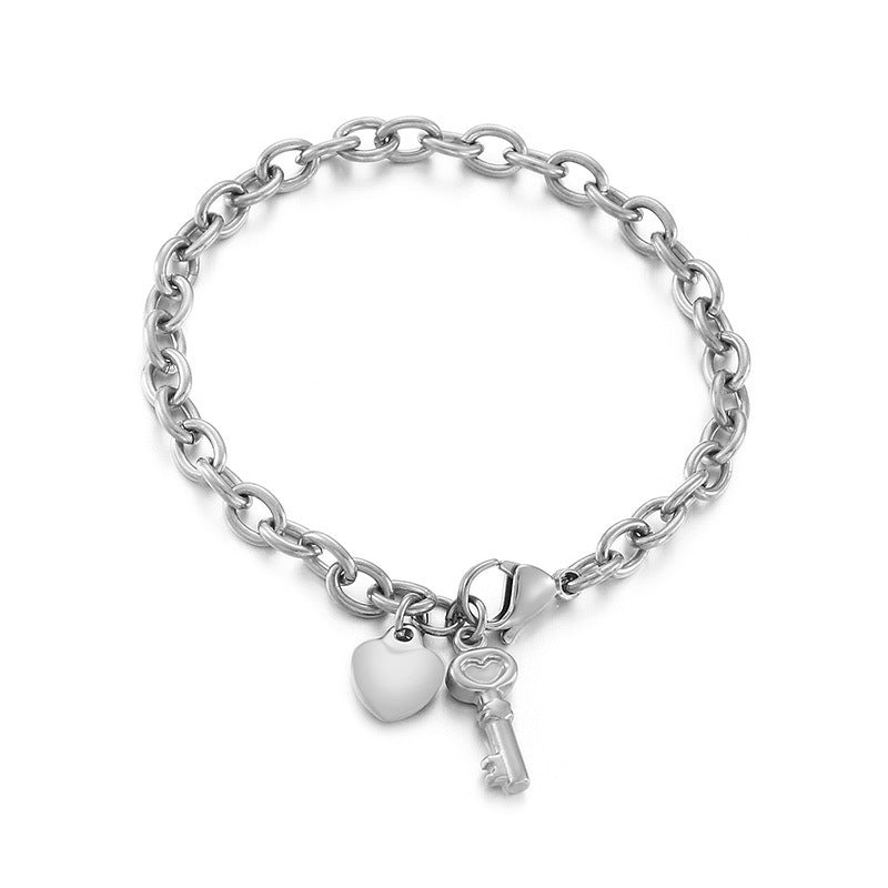 Popular Stainless Steel Bracelet Heart-shaped Key Combination Bracelet