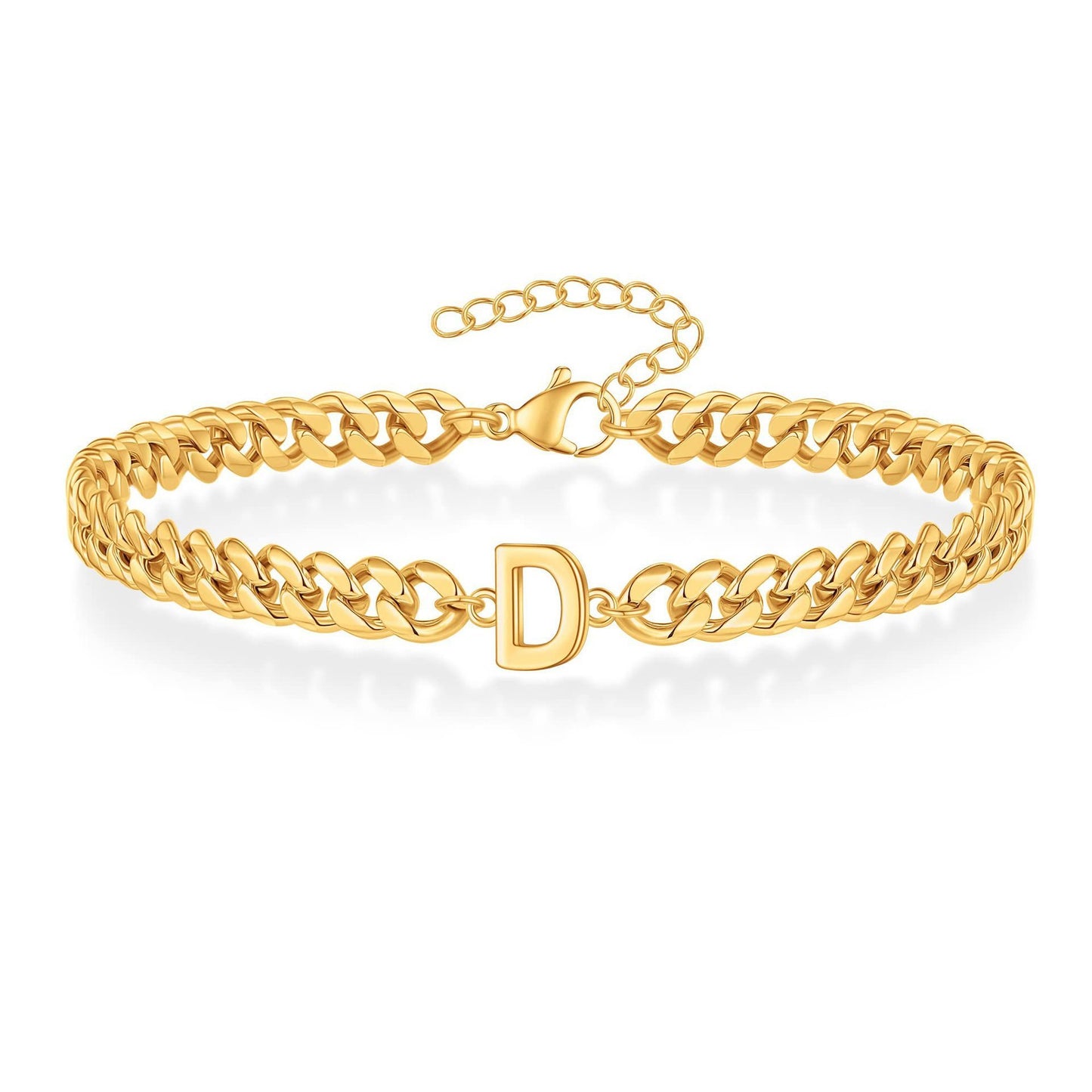 Bracelet cubain Magic Chain 26 initiales pour homme en acier inoxydable résistant à la lumière