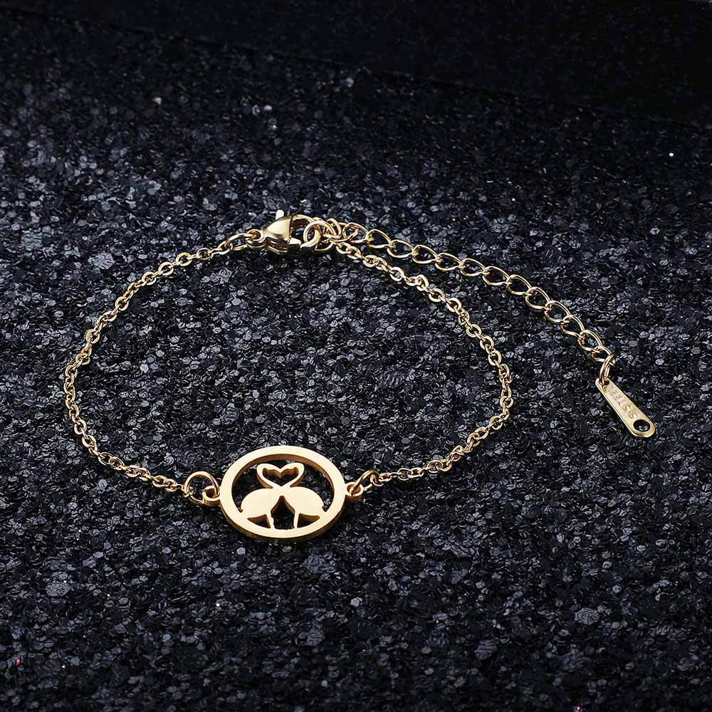 Bracelet flamant rose en acier inoxydable en acier titane
