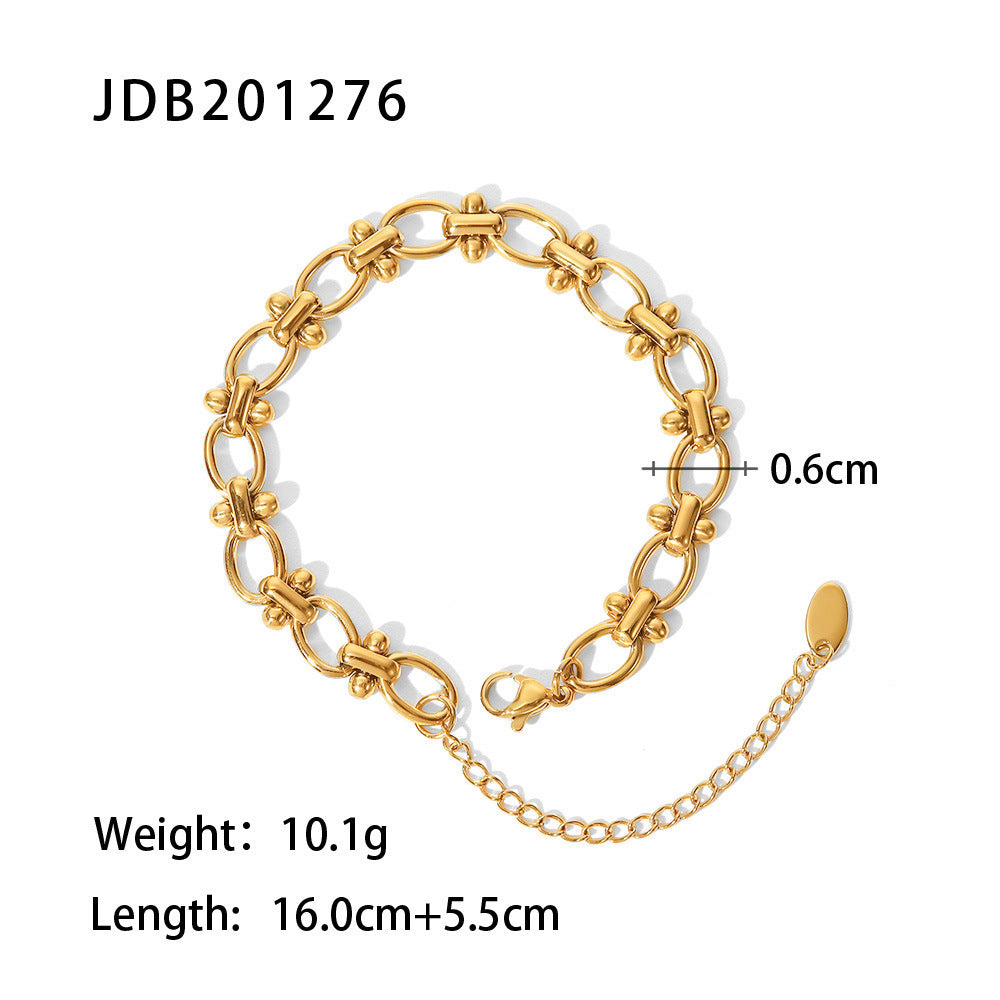 Women's Stainless Steel Gold Pearl Bracelet