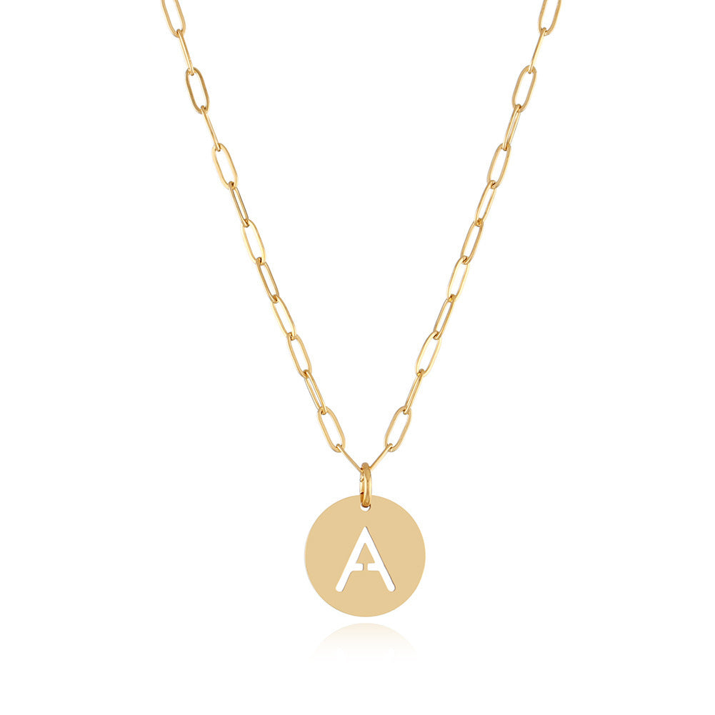 Collier euraméricain en acier inoxydable avec lettres, tendance hip-hop, pendentif creux en 26 lettres anglaises, chaîne de clavicule, accessoires en gros