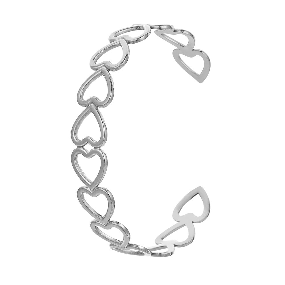 Stainless Steel Hollow Heart Bracelet