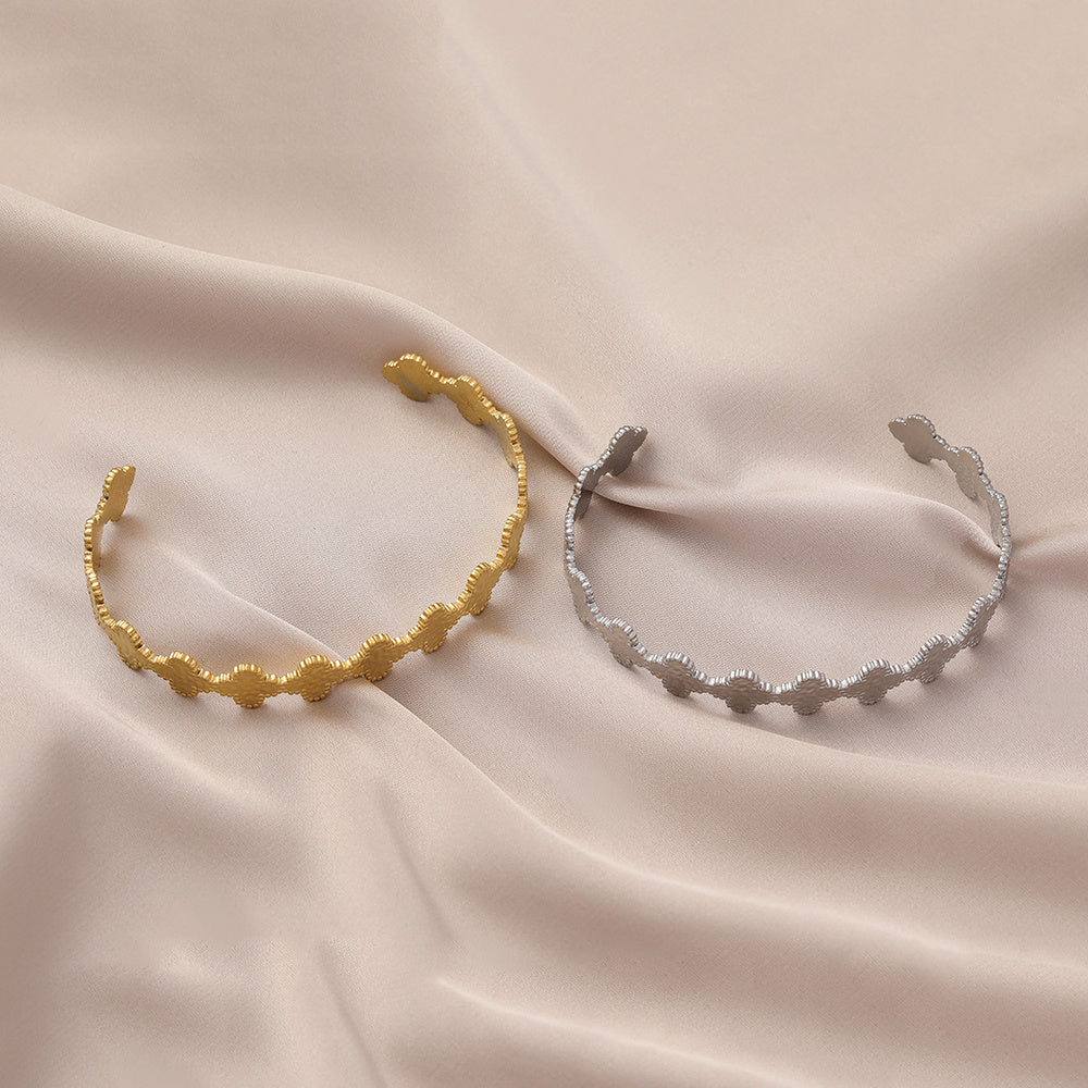 Geometric Embossed Stitching Stainless Steel  Bracelet