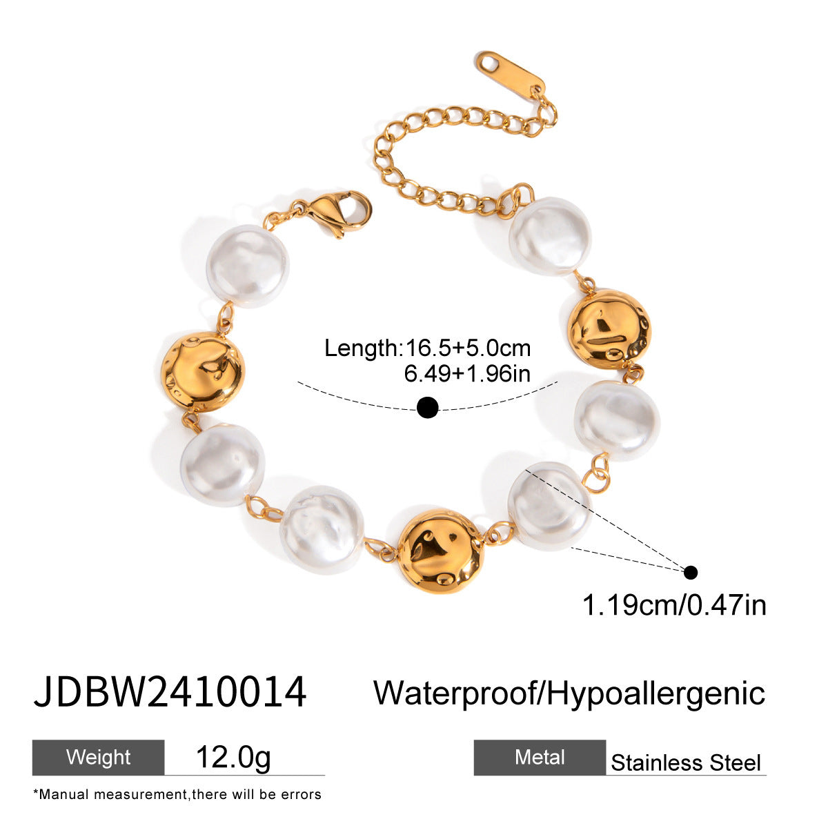 Stainless Steel Pearl Retro Personalized Bracelet