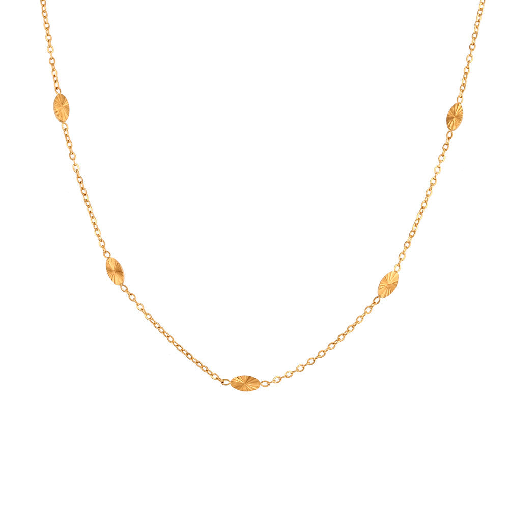 Chaîne de clavicule de luxe simple et légère en acier inoxydable plaqué 18 carats