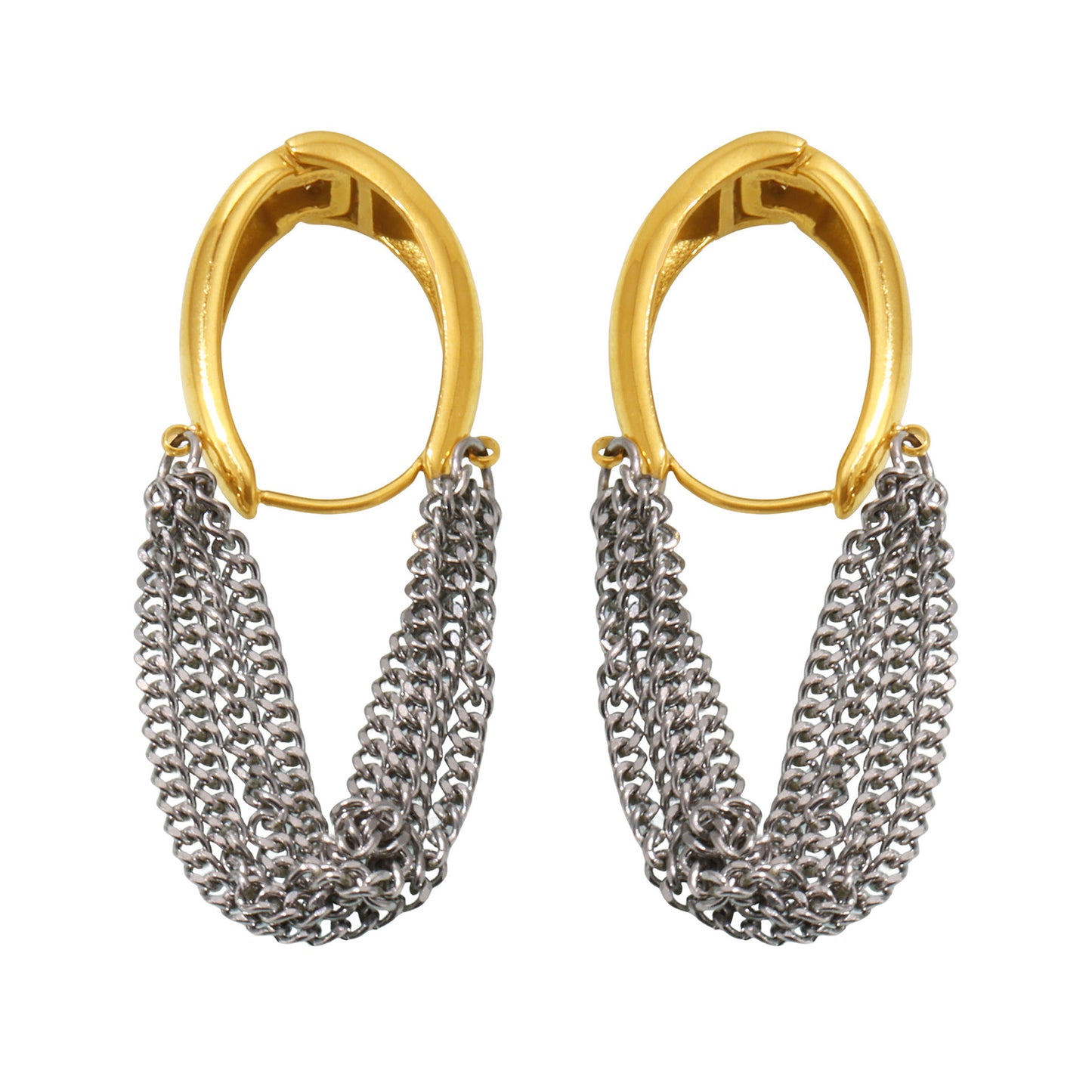 Boucles d'oreilles à pompon multicouches en acier inoxydable avec fermoir à pression