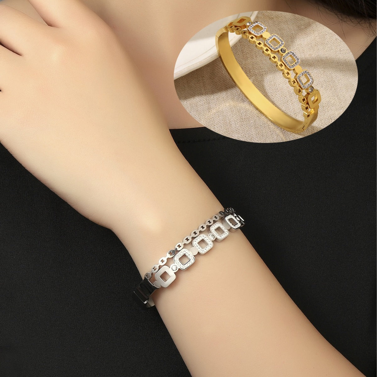 Bracelet en acier inoxydable galvanisé pour femme