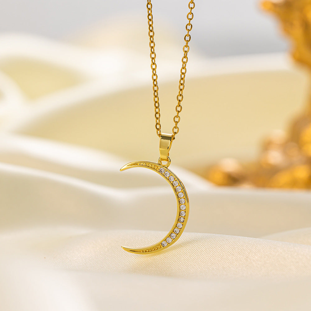 Collier en acier inoxydable pour femme, pendentif en or plaqué cuivre, chaîne de clavicule, cadeau pour mère et petite amie