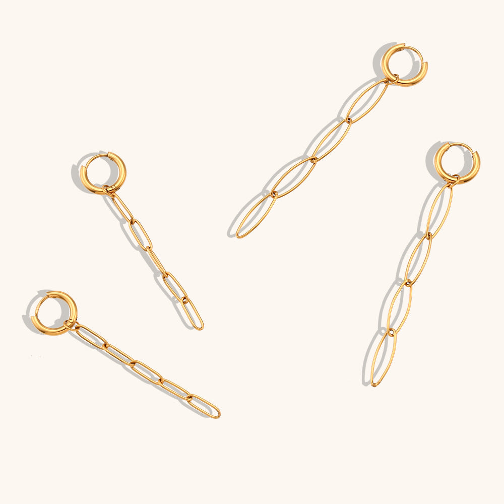 Boucles d'oreilles à clip européennes et américaines en acier inoxydable plaqué or 18 carats