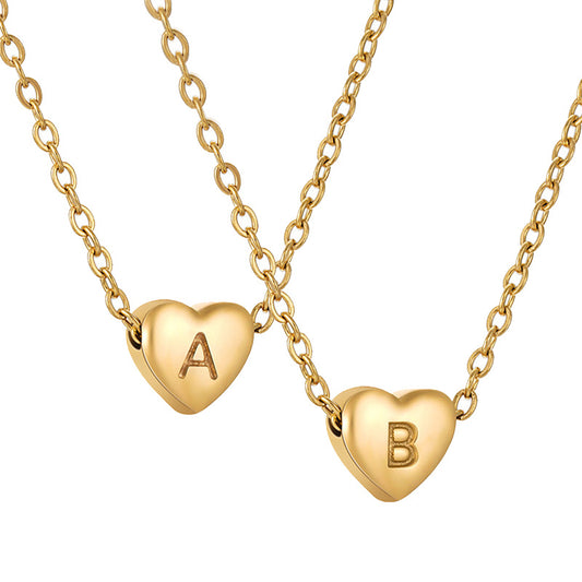 Collier avec lettres d'amour Ins Style pour femme, en acier inoxydable, en forme de cœur, chaîne de clavicule tendance