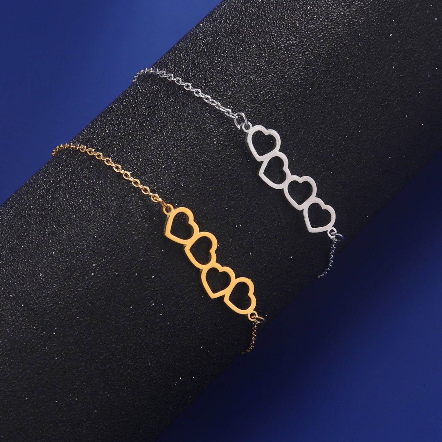 Hollow Heart Pendant Stainless Steel Bracelet