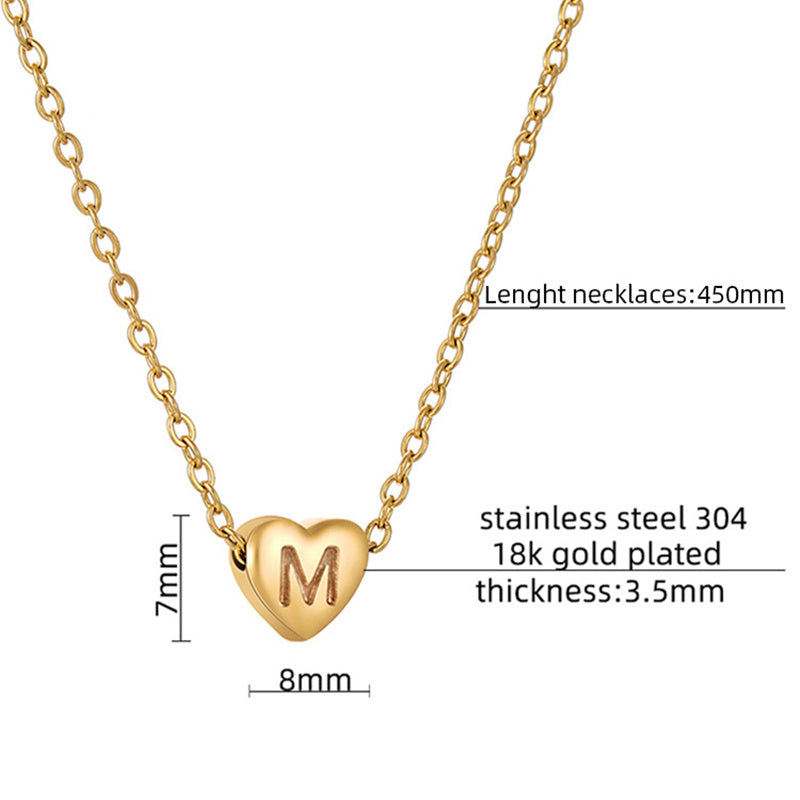 Collier avec lettres d'amour Ins Style pour femme, en acier inoxydable, en forme de cœur, chaîne de clavicule tendance