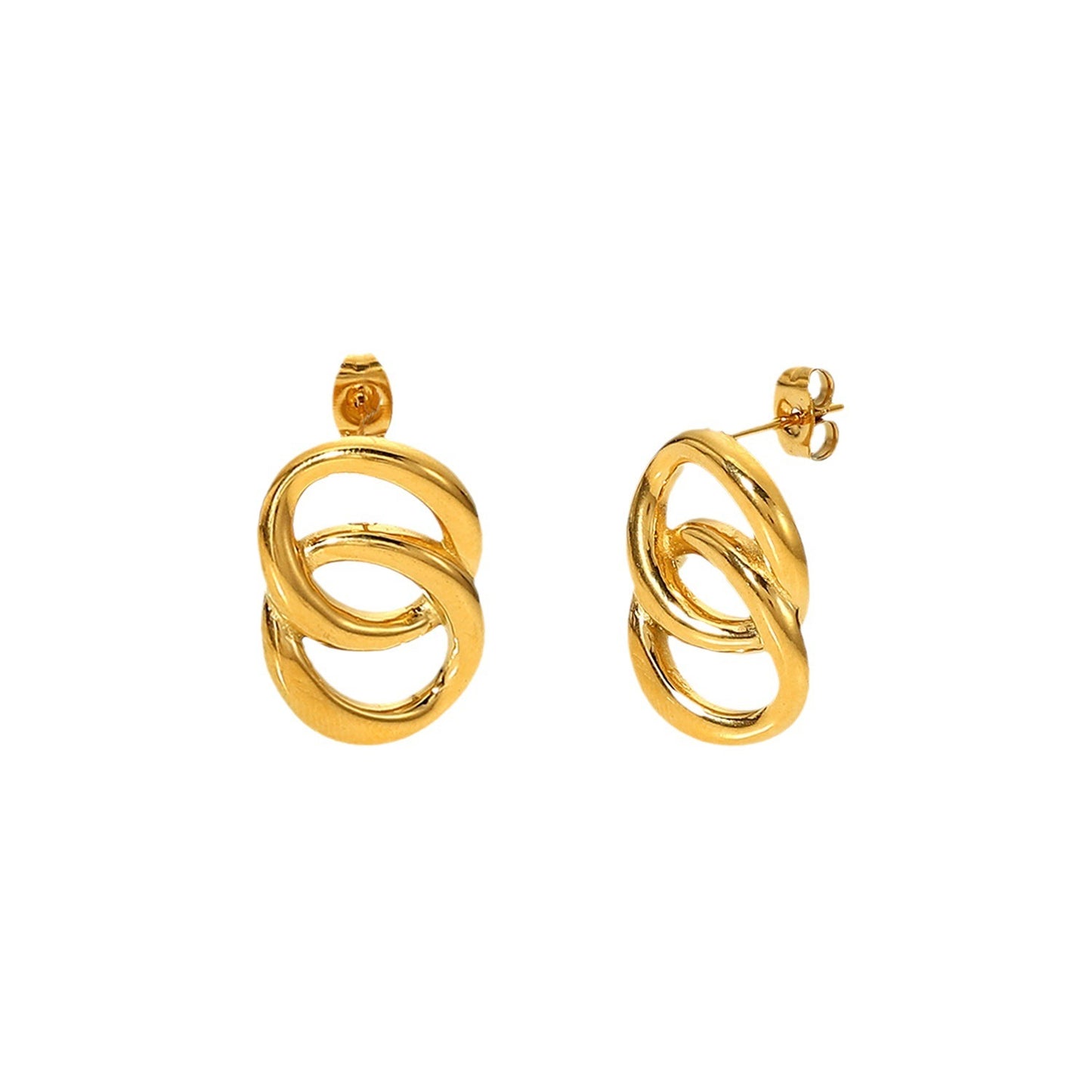 Boucles d'oreilles courtes en acier inoxydable plaqué or 18 carats pour femmes, style européen et américain