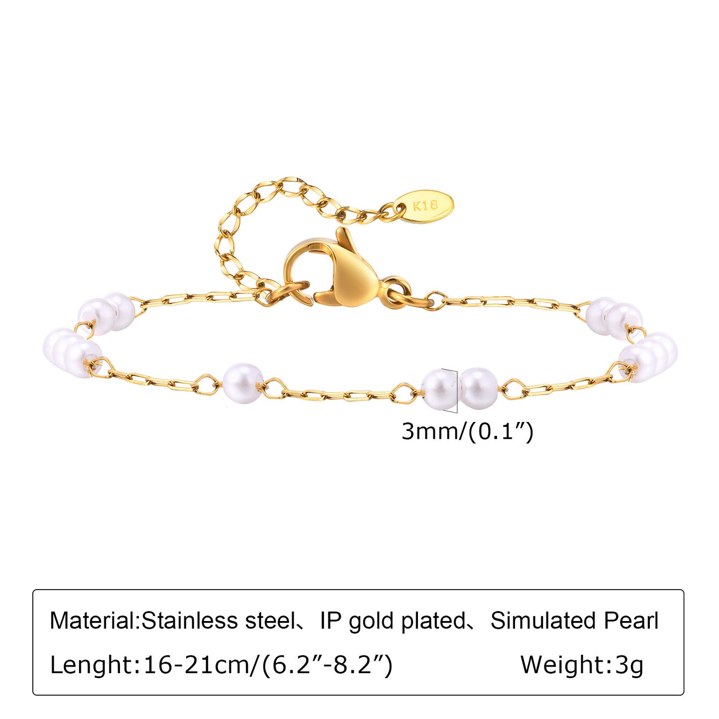 Women's Stainless Steel Pearl Bracelet