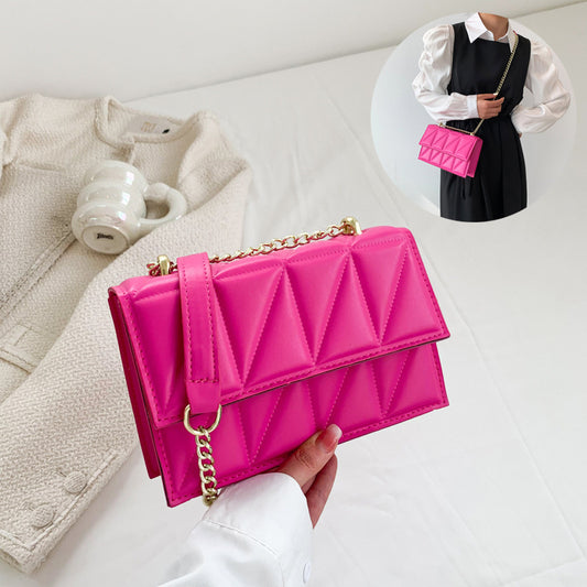 Petit sac carré à bandoulière tendance avec chaîne