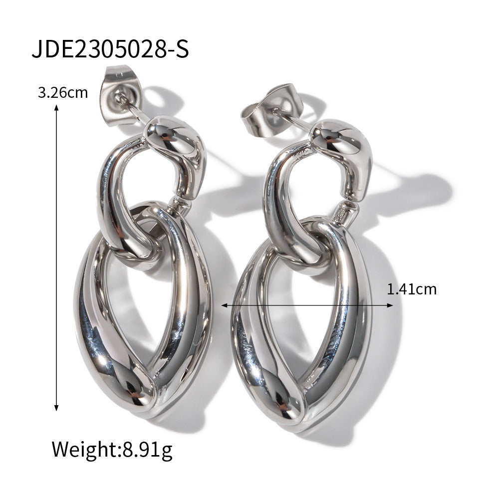 Boucles d'oreilles en acier titane plaqué or Boucles d'oreilles à chaîne irrégulière en acier inoxydable plaqué or 18 carats