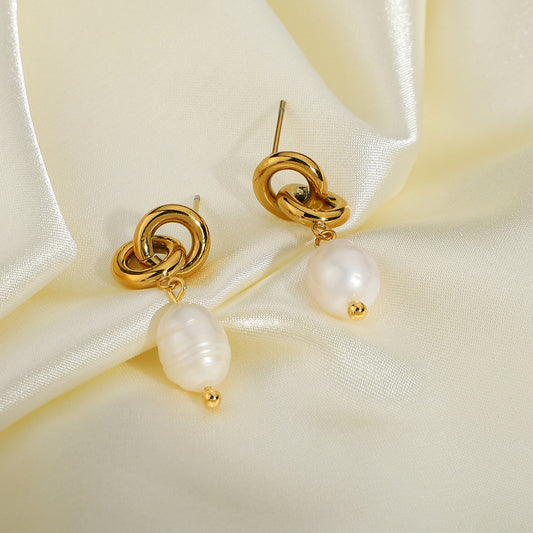 Boucles d'oreilles pendantes en acier inoxydable plaqué or pour femme