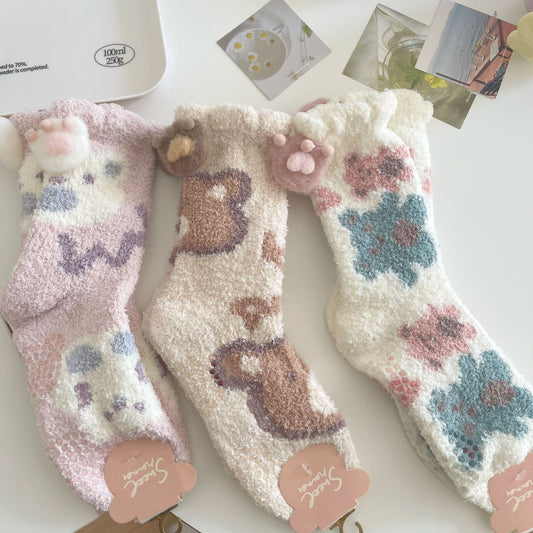 Chaussettes Wizy en polaire corail