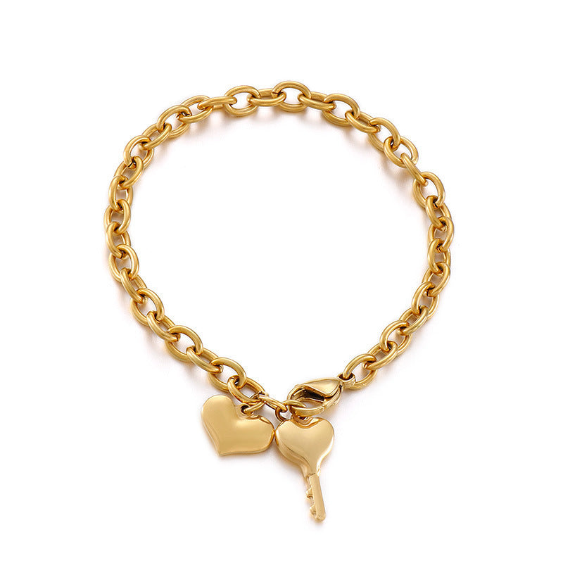 Popular Stainless Steel Bracelet Heart-shaped Key Combination Bracelet