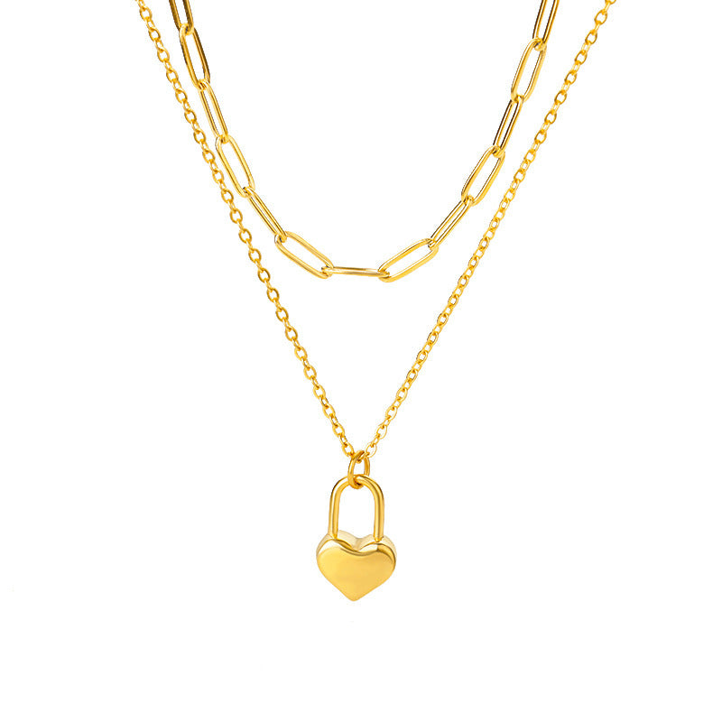 Colliers multicouches avec pendentif cœur pour femmes, chaîne en acier inoxydable, ras du cou en zircon, lune et étoile, bijoux de mariage