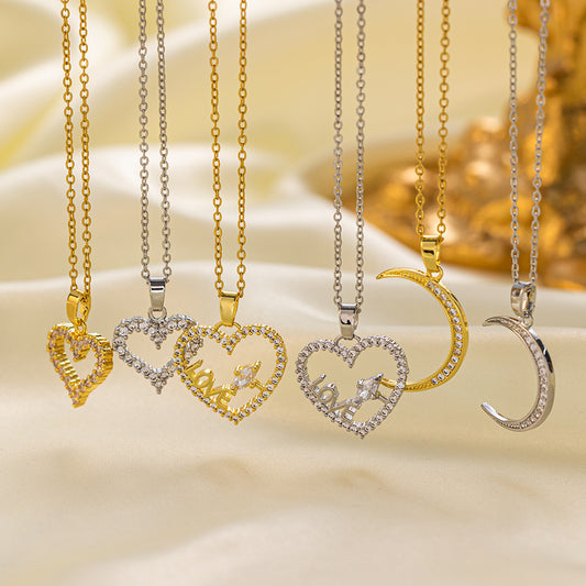 Collier en acier inoxydable pour femme, pendentif en or plaqué cuivre, chaîne de clavicule, cadeau pour mère et petite amie