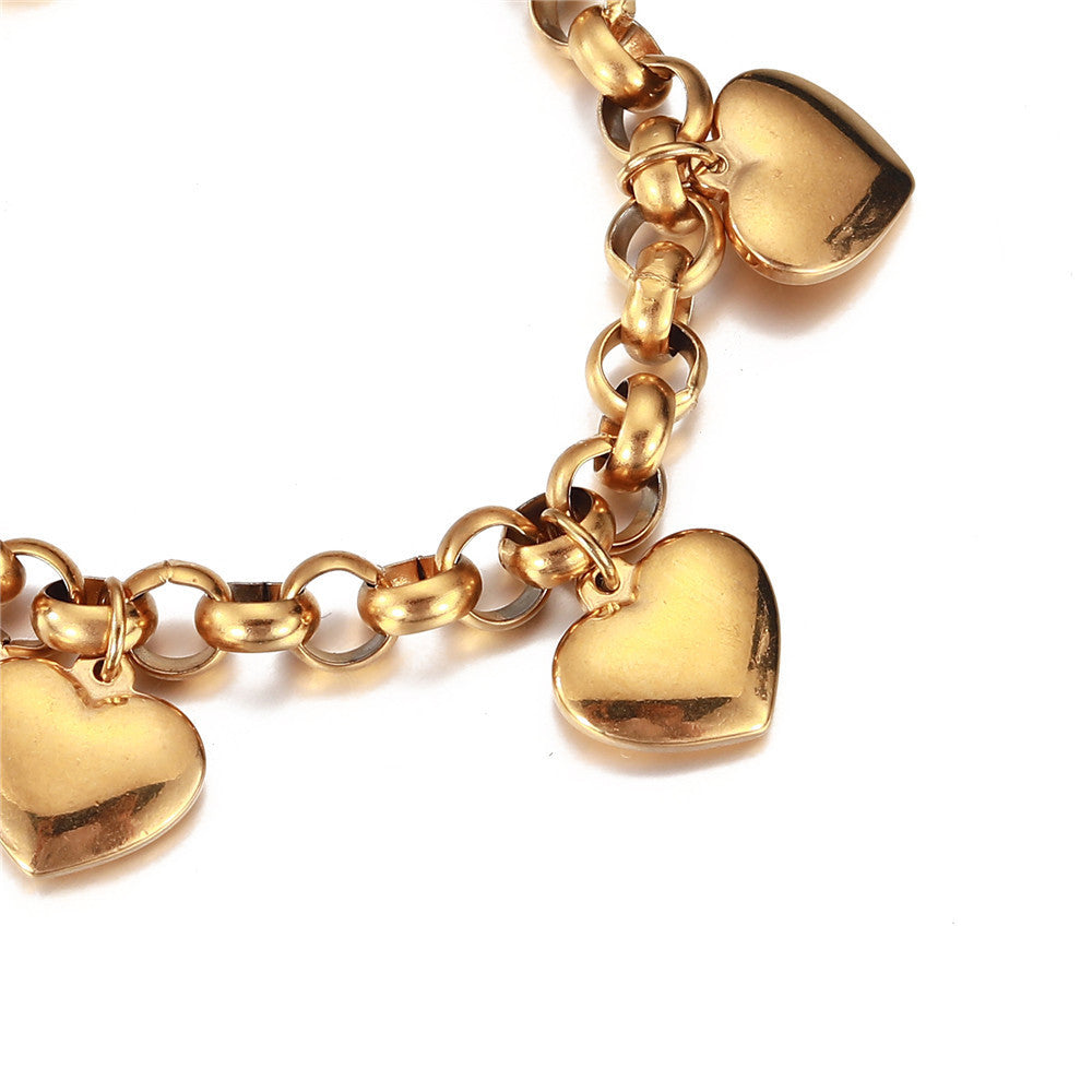 Bracelet tempéramental avec pendentif en acier inoxydable et chaîne à pompon