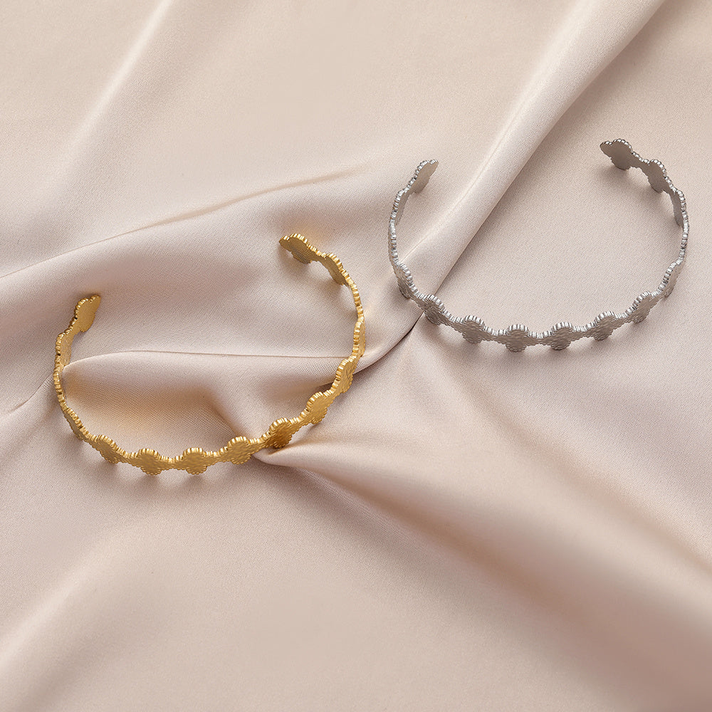Geometric Embossed Stitching Stainless Steel  Bracelet