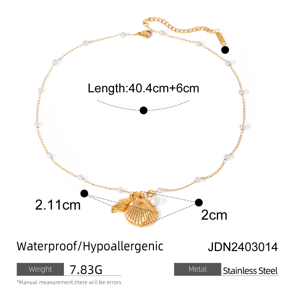 Bracelet tendance avec pendentif en forme d'étoile de mer et coquillage, chaîne en acier inoxydable et or 18 carats, idéal pour les vacances d'été
