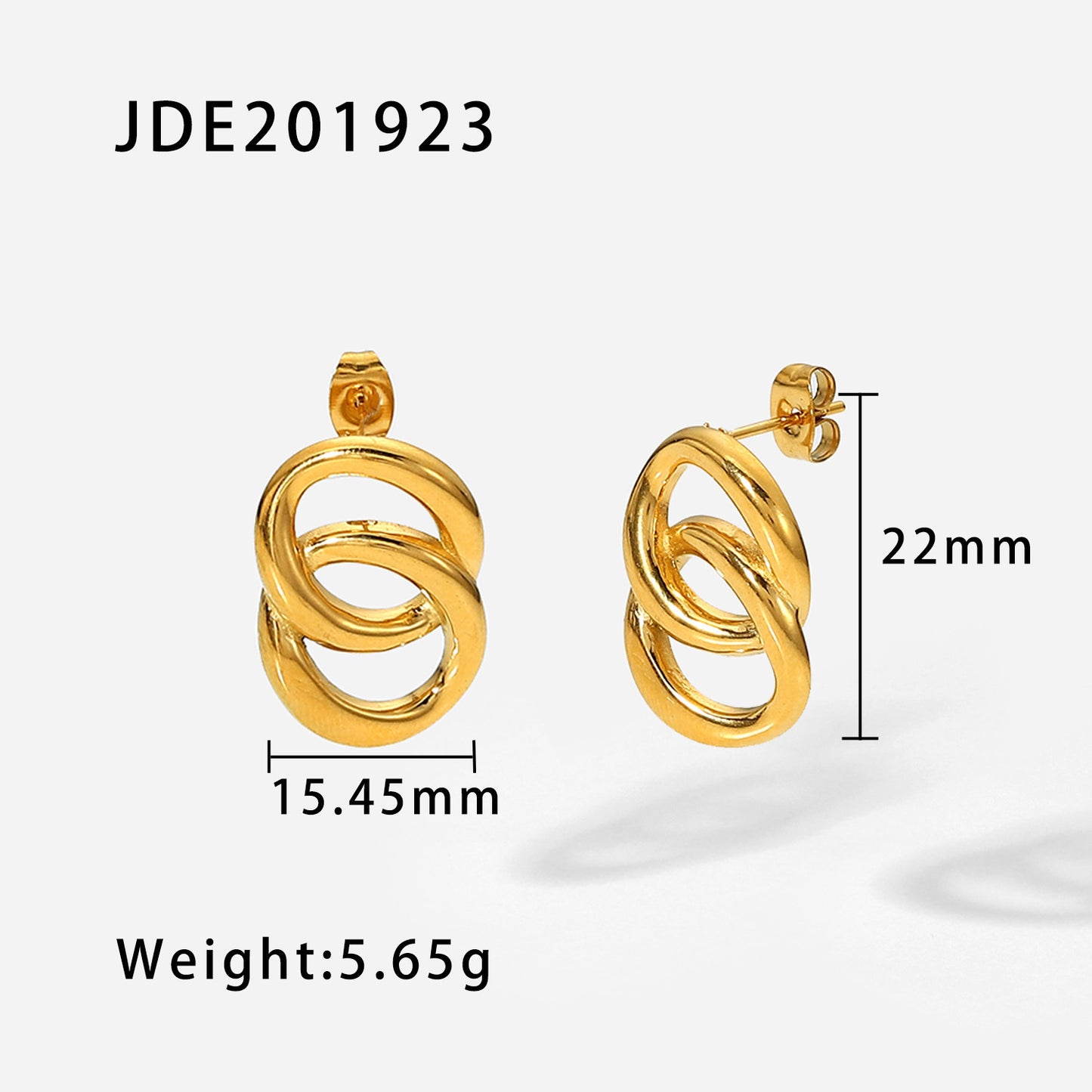 Boucles d'oreilles courtes en acier inoxydable plaqué or 18 carats pour femmes, style européen et américain