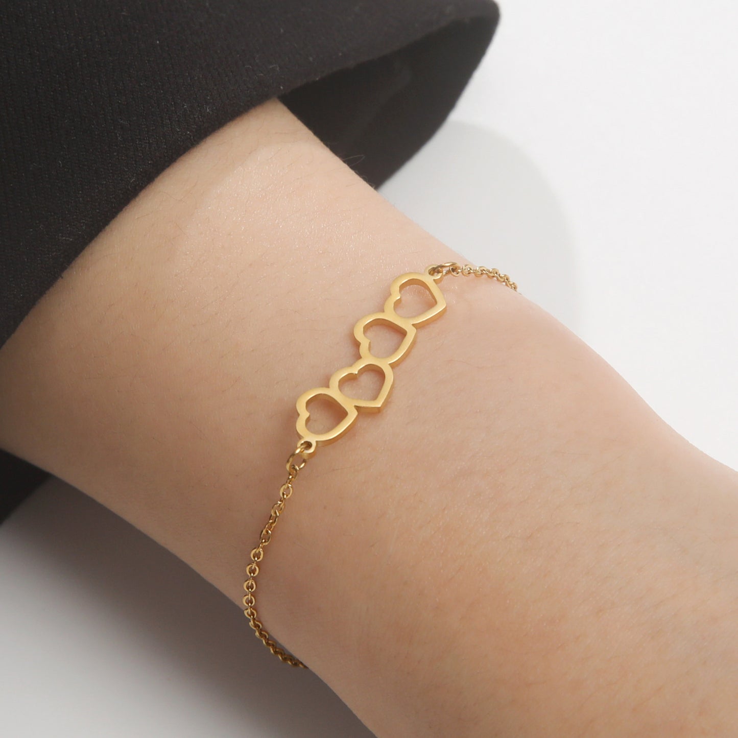 Hollow Heart Pendant Stainless Steel Bracelet