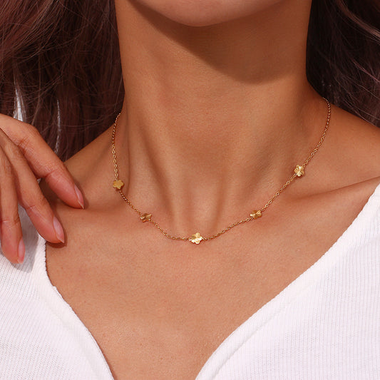 Chaîne de clavicule de luxe simple et légère en acier inoxydable plaqué 18 carats
